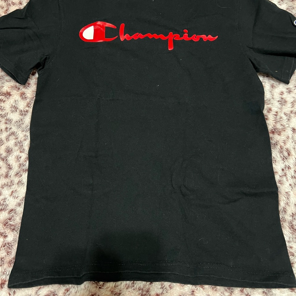 Champion Black T-Shirt with Red Logo